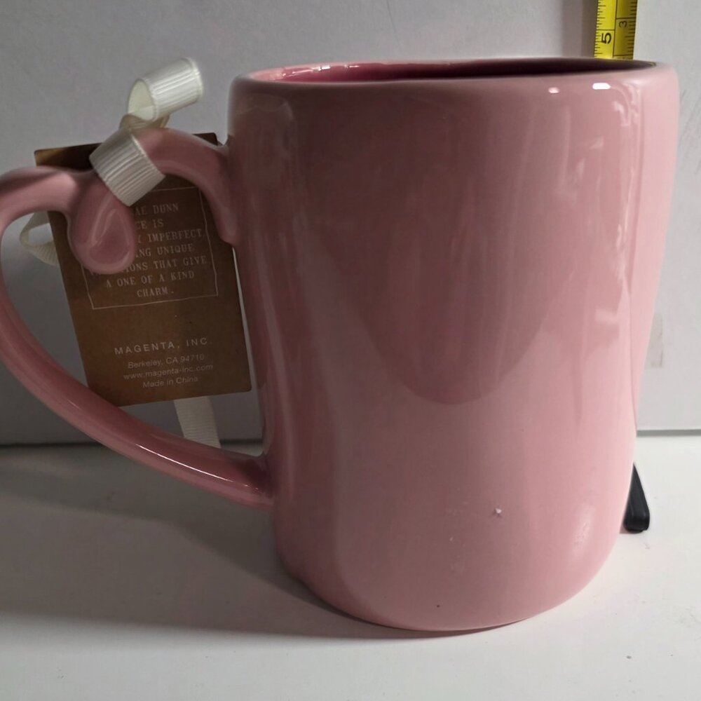 RAE DUNN "BE MINE" Pink Mug with Heart Shaped Handle NWT - Picture 4 of 5